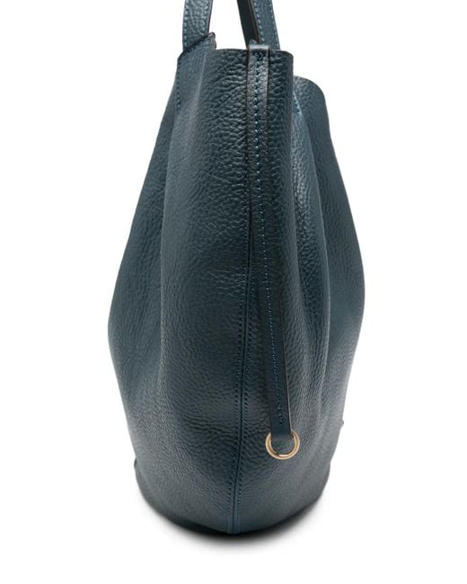 The Bridge Blue Grained-Leather Tote Bag