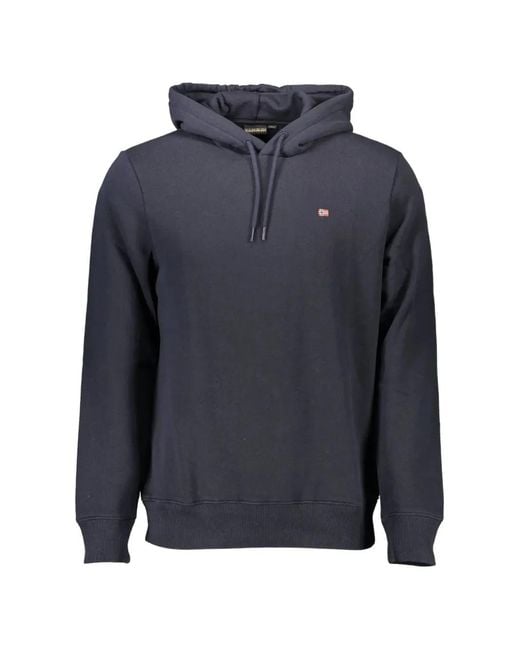 Napapijri Blue Logo-Patch Drawstring Hoodie for men