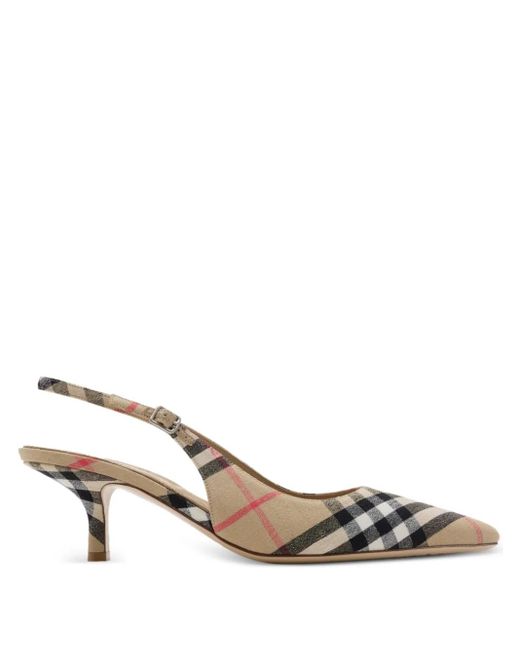 Burberry Metallic Check Dame Slingback Pumps
