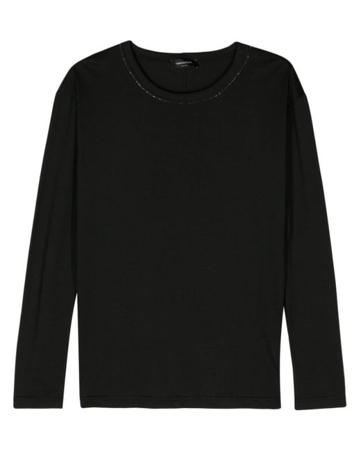 Fabiana Filippi Black Long Sleeve Lightweight Cotton Jersey T-Shirt