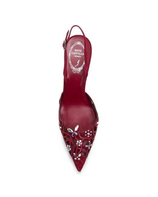 Rene Caovilla Pink 100Mm Eden Crystal-Embellished Pumps