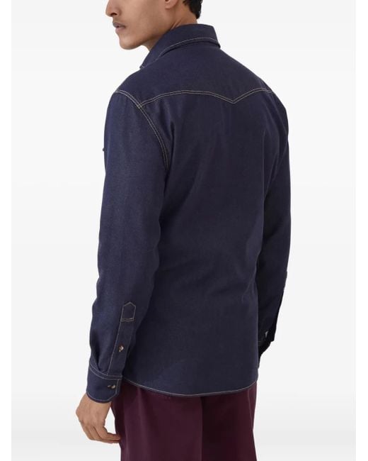 Brunello Cucinelli Blue Denim Shirt for men