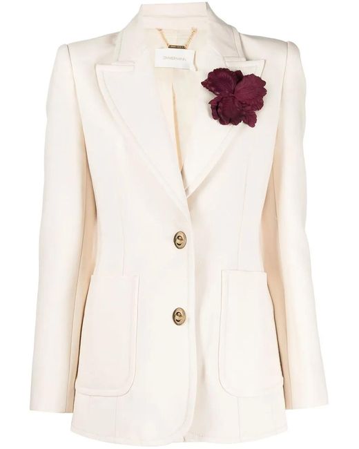 Zimmermann Natural Single-Breasted Blazer