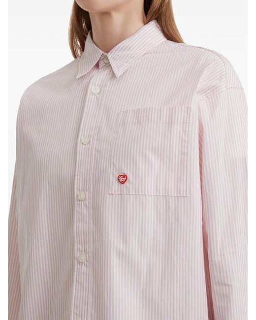 Chocoolate White Chemise En Coton À Rayures Et Détail De Poche