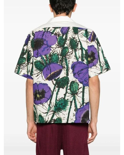 Wales Bonner Blue Floral-Print Shirt for men