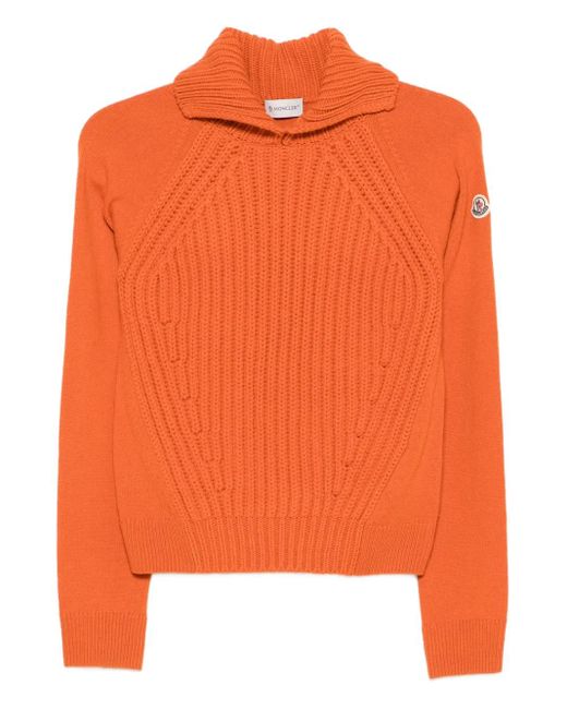 Moncler Orange Wool & Cashmere High Collar Jumper
