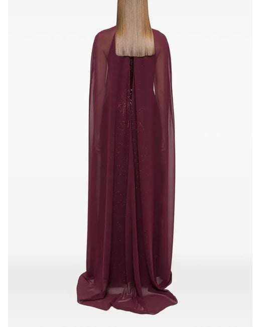 Nissa Purple Equined Caped Gown