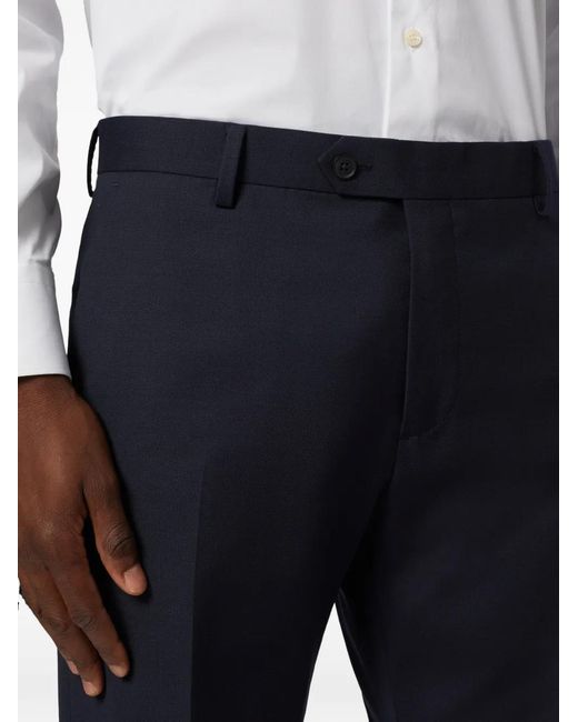 Boggi Blue Micro Patterned Stretch Wool Pants for men