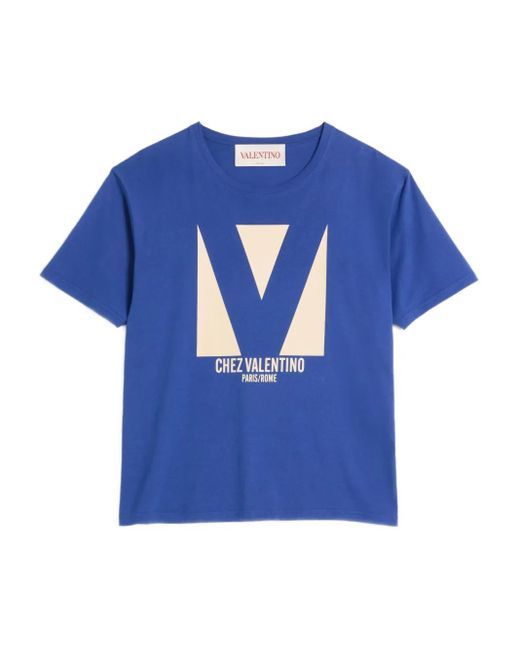 Valentino Garavani Blue Chez-Print T-Shirt for men