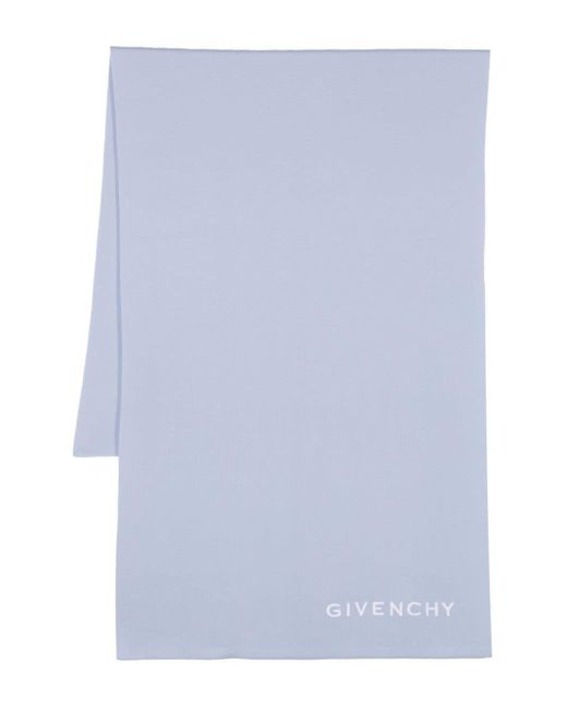 Givenchy Blue 4g Logo-embroidered Wool Scarf