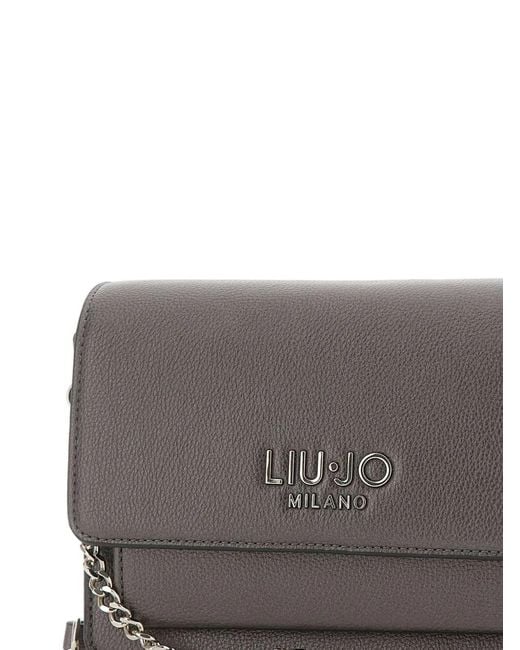 Liu Jo Gray Logo-Plaque Shoulder Bag