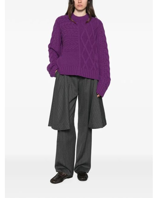 Bompard Purple Cable-Knit Sweater
