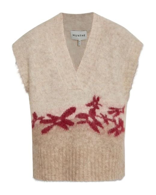 Munthe Gray Purulia Floral-Intarsia Vest