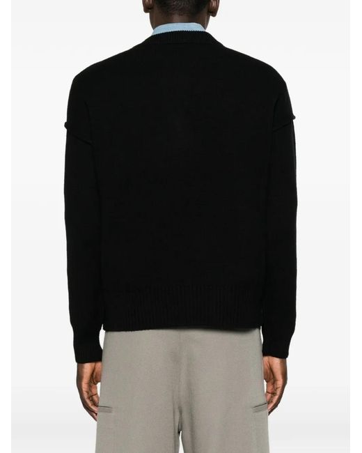 AMI Black Ami De Coeur Intarsia-Knit Sweater