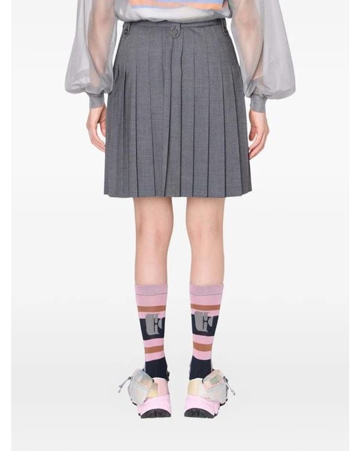 Kolor Gray Pleated Panelled Mini Skirt
