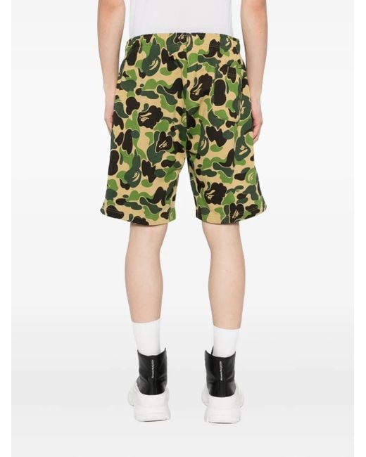 A Bathing Ape Green Graphic-Printed Shorts for men