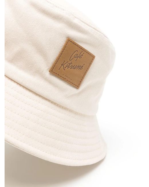 Café Kitsuné Natural Logo-Appliqué Bucket Hat for men