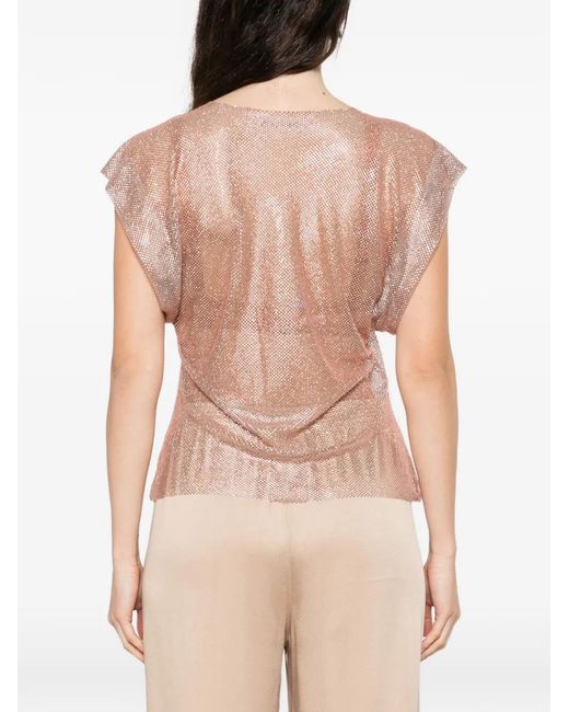 Alberta Ferretti Pink Shimmering Mesh Top With Boxy Silhouette