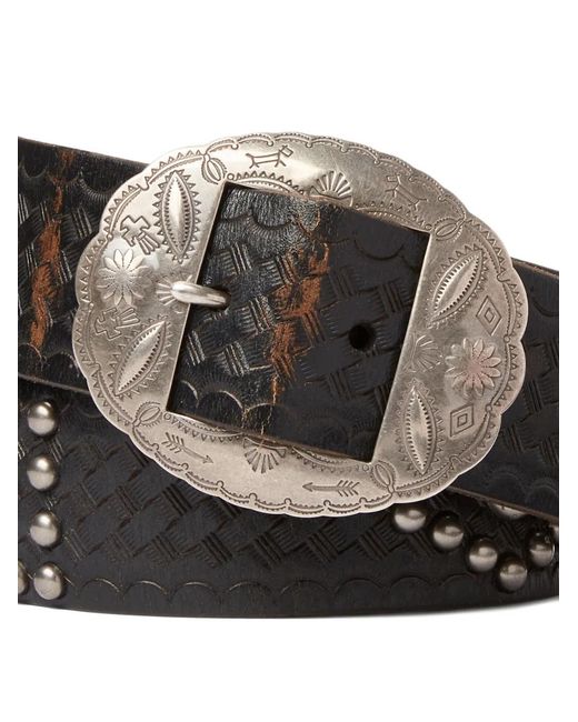 RRL White Studded Leather Belt for men