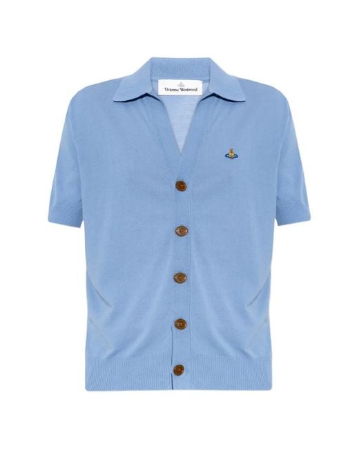 Vivienne Westwood Blue Orb-Embroidered Cardigan for men