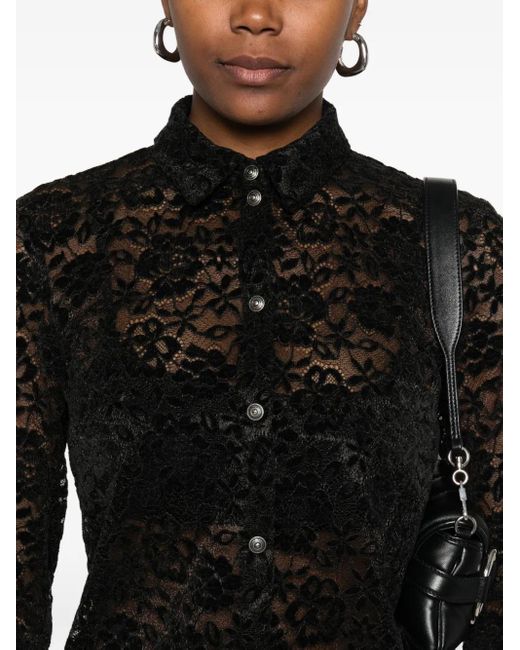 Versace Jeans Couture Black Buttoned Floral Shirt
