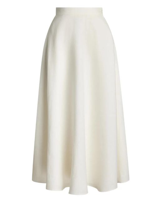 Ralph Lauren White Erica Linen A-Line Midi Skirt