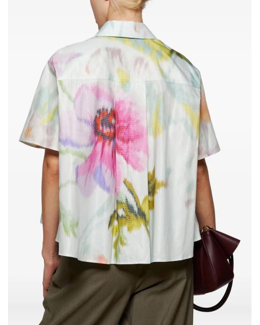 Loewe Gray Floral-Print Trapeze Shirt