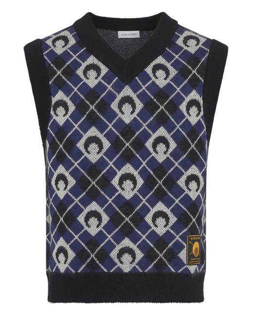 MARINE SERRE Blue Moon-Pattern Knit Vest