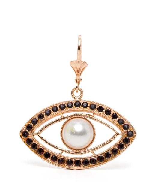 BLAKLACE Metallic Eye Shape Pearl Embellished Earrings