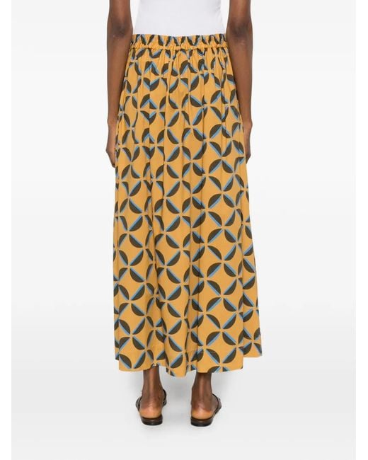 Niu Metallic Geometric-Print Pleated Skirt