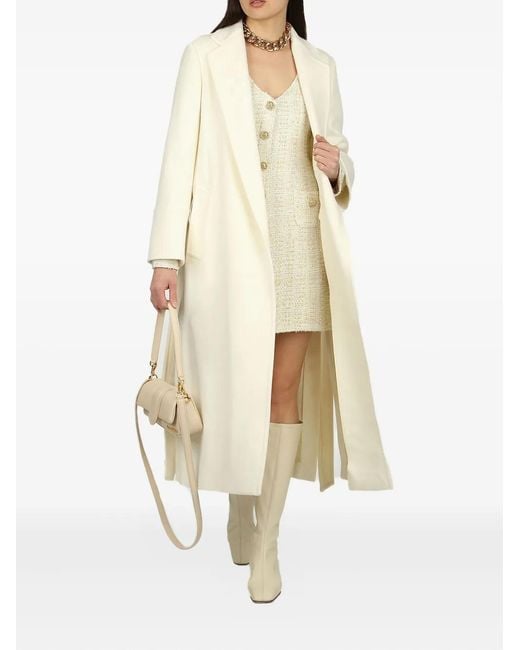 Eleventy White Belted Wrap Coat