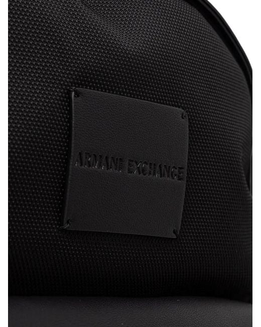 ARMANI EXCHANGE Black Logo-Patch Panelled Backpack for men