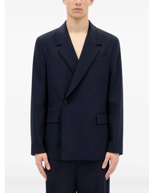 MSGM Blue Notched-Lapel Single-Breasted Blazer for men