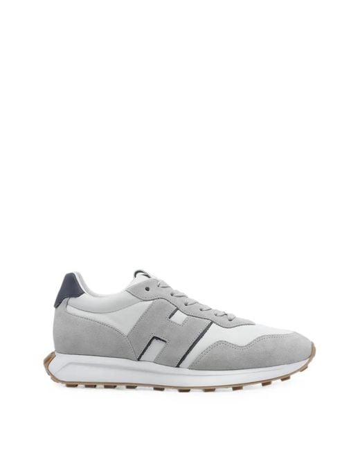Hogan White H601 Logo-Patch Leather Sneakers for men
