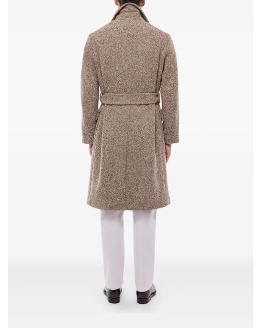 Fursac Natural Tweed-Belted Double-Breasted Coat for men