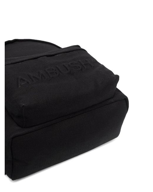 Ambush Black Embossed-Logo Backpack for men