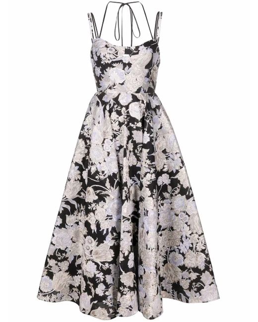 Erdem White Rea Floral-Jacquard Flared Dress