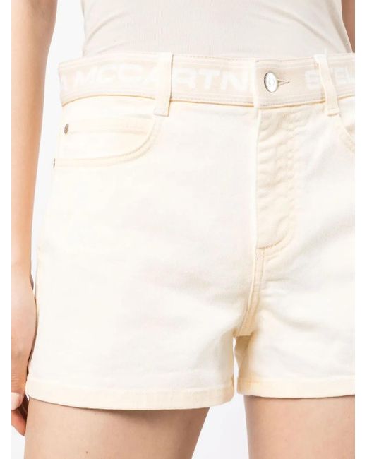 Stella McCartney White Logo-Waistband Mini Shorts
