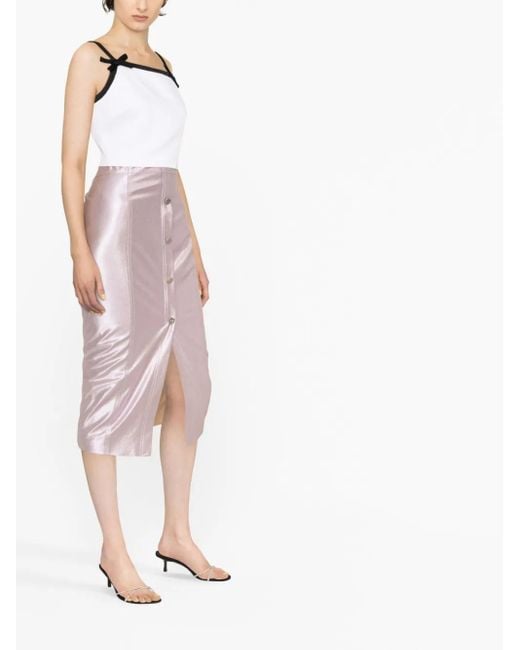 MSGM White Bow-detail Crop Top