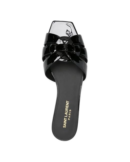 Saint Laurent Black Square-Toe Sandals