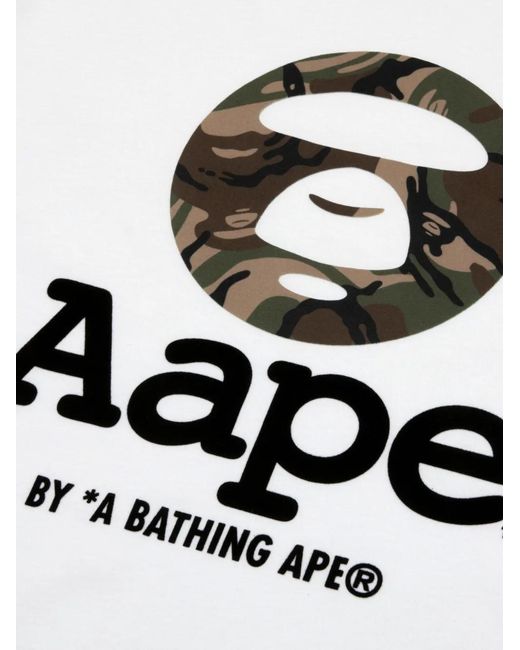Aape By A Bathing Ape White Aapeunvs Moonface T-Shirt for men