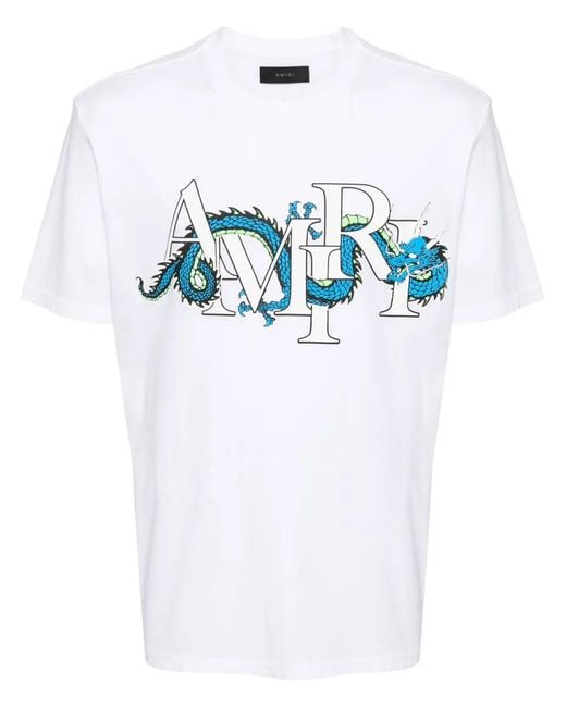 Amiri White Dragon Logo-print Cotton T-shirt for men