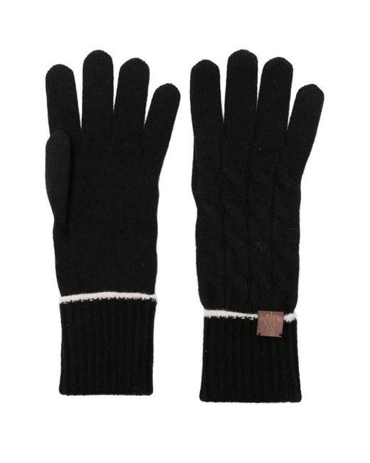 Eleventy Black Cable-Knit Cashmere Gloves for men