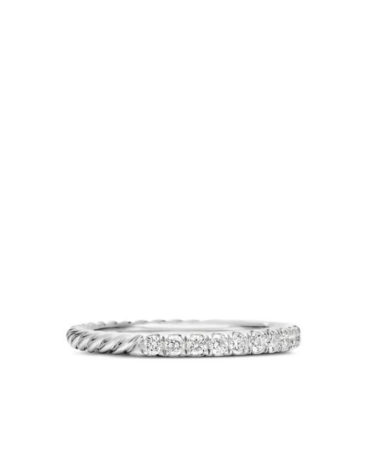 David Yurman White 18Kt Cable Collectibles Diamond Stack Ring (2Mm)