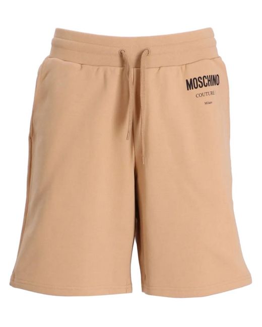 Moschino Natural Logo-Print Organic Cotton Track Shorts for men