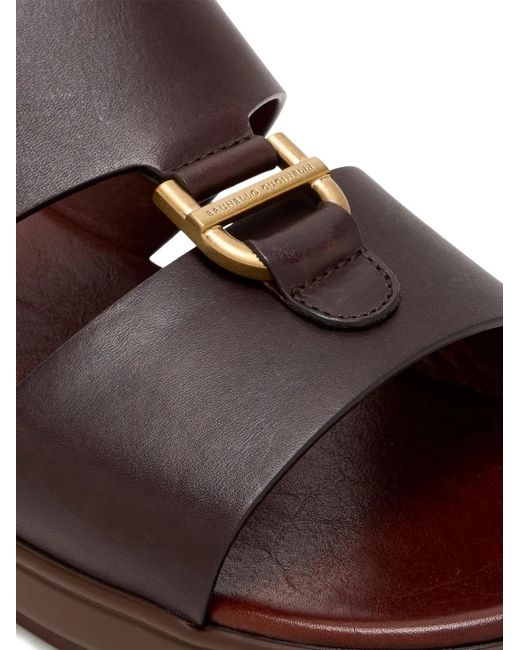 Brunello Cucinelli Brown Buckle Strap Sandals for men