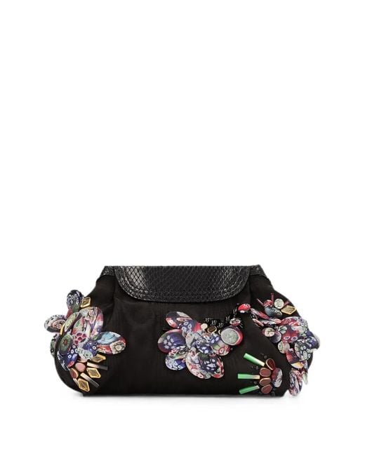 Dries Van Noten Black Embroidered Clutch Bag
