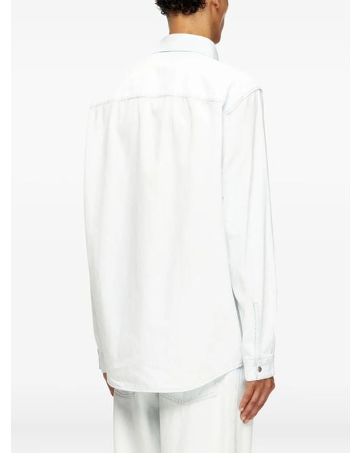 DIESEL White D-Simply Logo-Embroidered Cotton Shirt for men