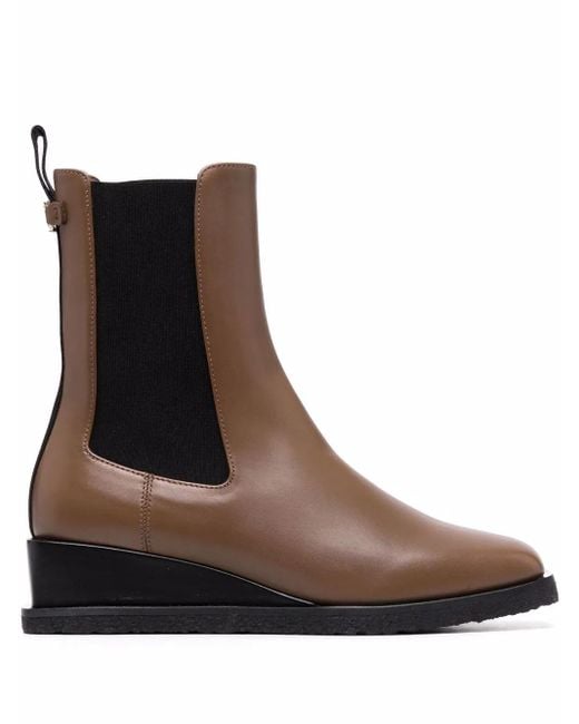 Ferragamo Brown Wedged Leather Chelsea Boots
