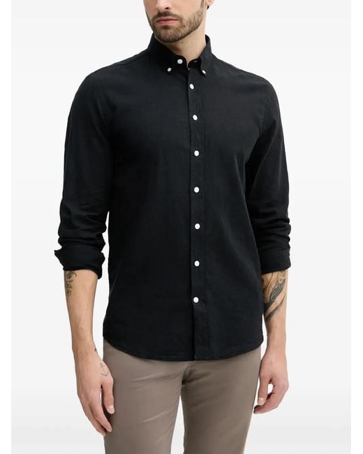 Lindbergh Black Button-Down Long-Sleeve Shirt for men